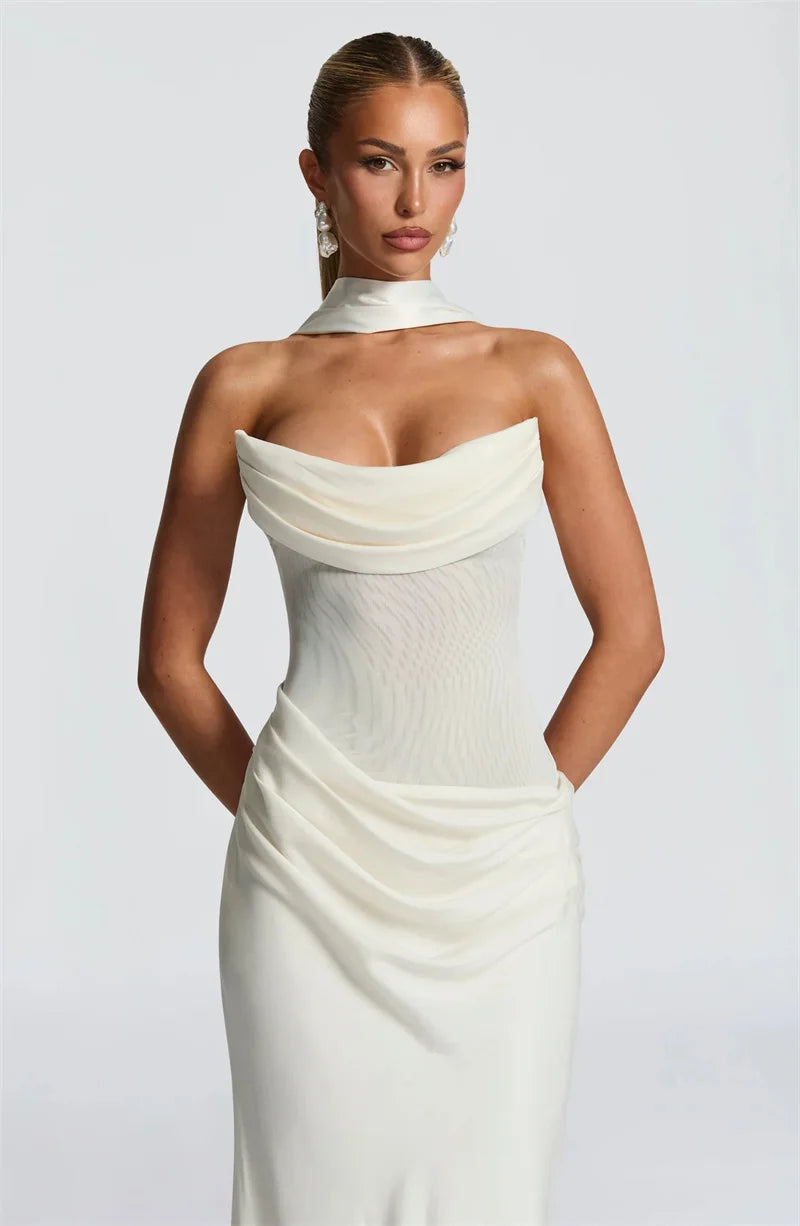 Celestial Off The Shoulder Draped Gown