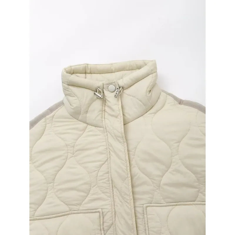 Padded Coat New In Outerwears Bow Beige Cropped Snow Parkas Elegant Luxury Women's Coat Warm Woman Winter Coats