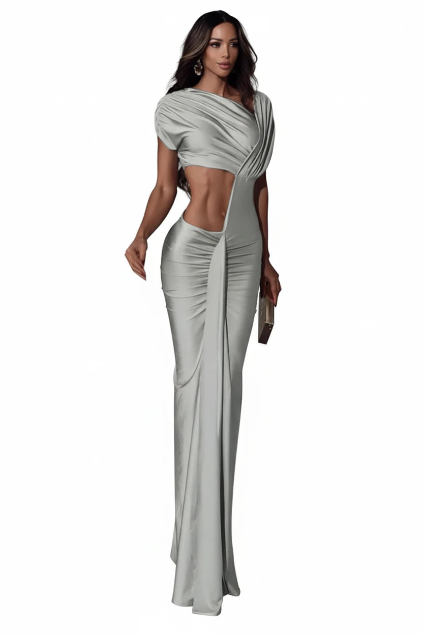 Asymmetric Cut-Out Maxi Dress