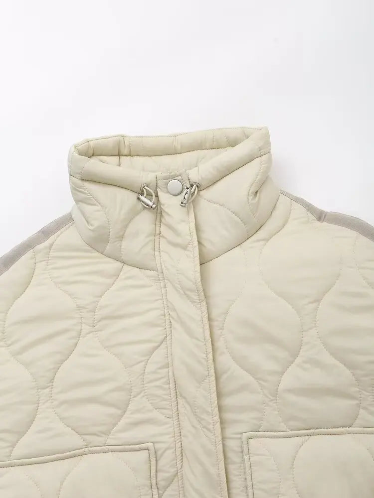 Padded Coat New In Outerwears Bow Beige Cropped Snow Parkas Elegant Luxury Women's Coat Warm Woman Winter Coats