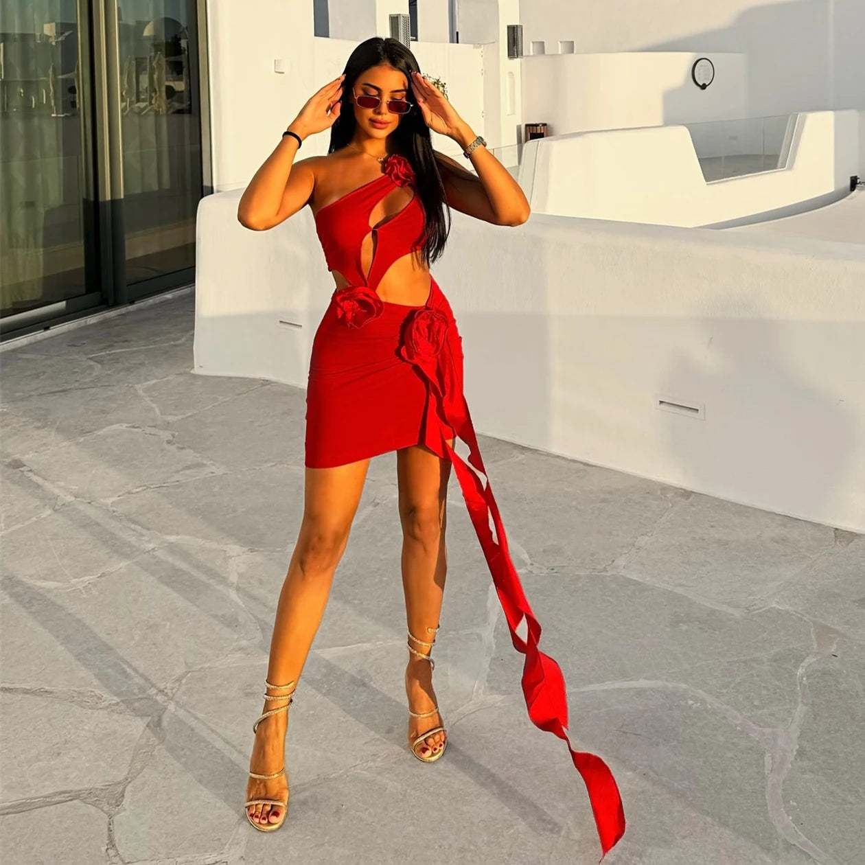Scarlet Rose Cut-Out Swimsuit