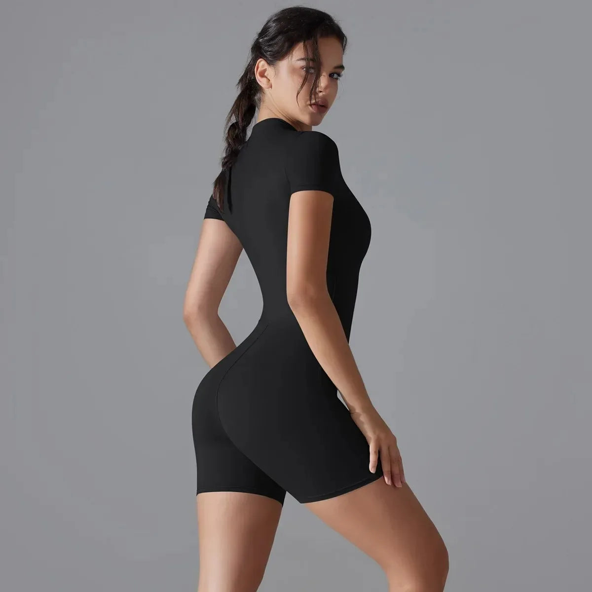 Short Sleeve Classic One-Piece Performance Workout Romper