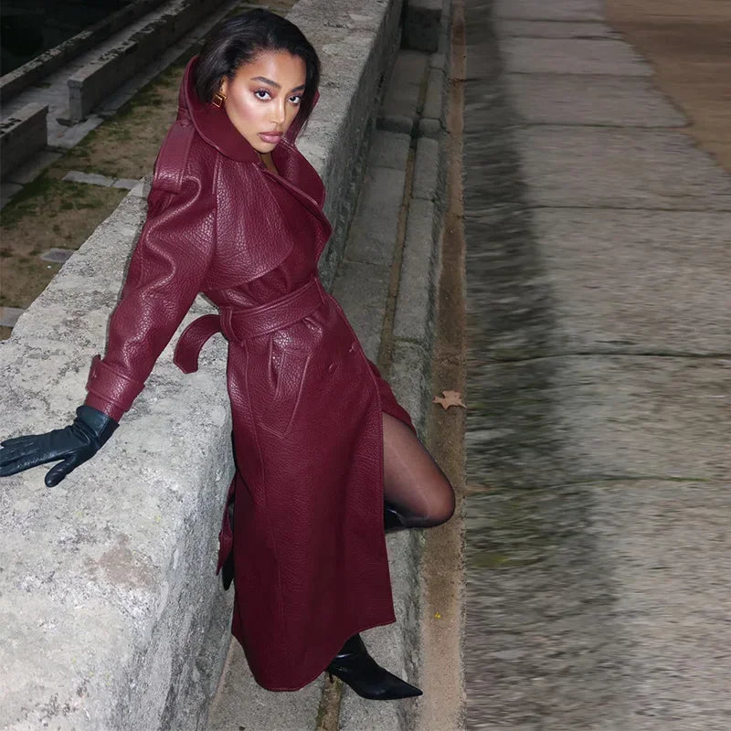 Fashion Week Long Leather Coat