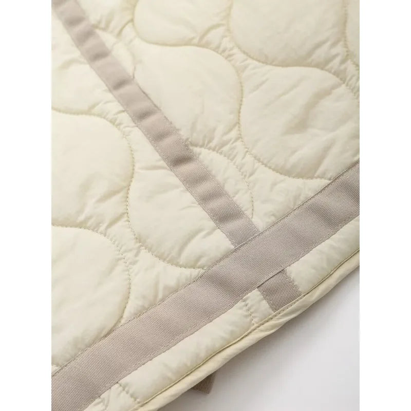 Padded Coat New In Outerwears Bow Beige Cropped Snow Parkas Elegant Luxury Women's Coat Warm Woman Winter Coats