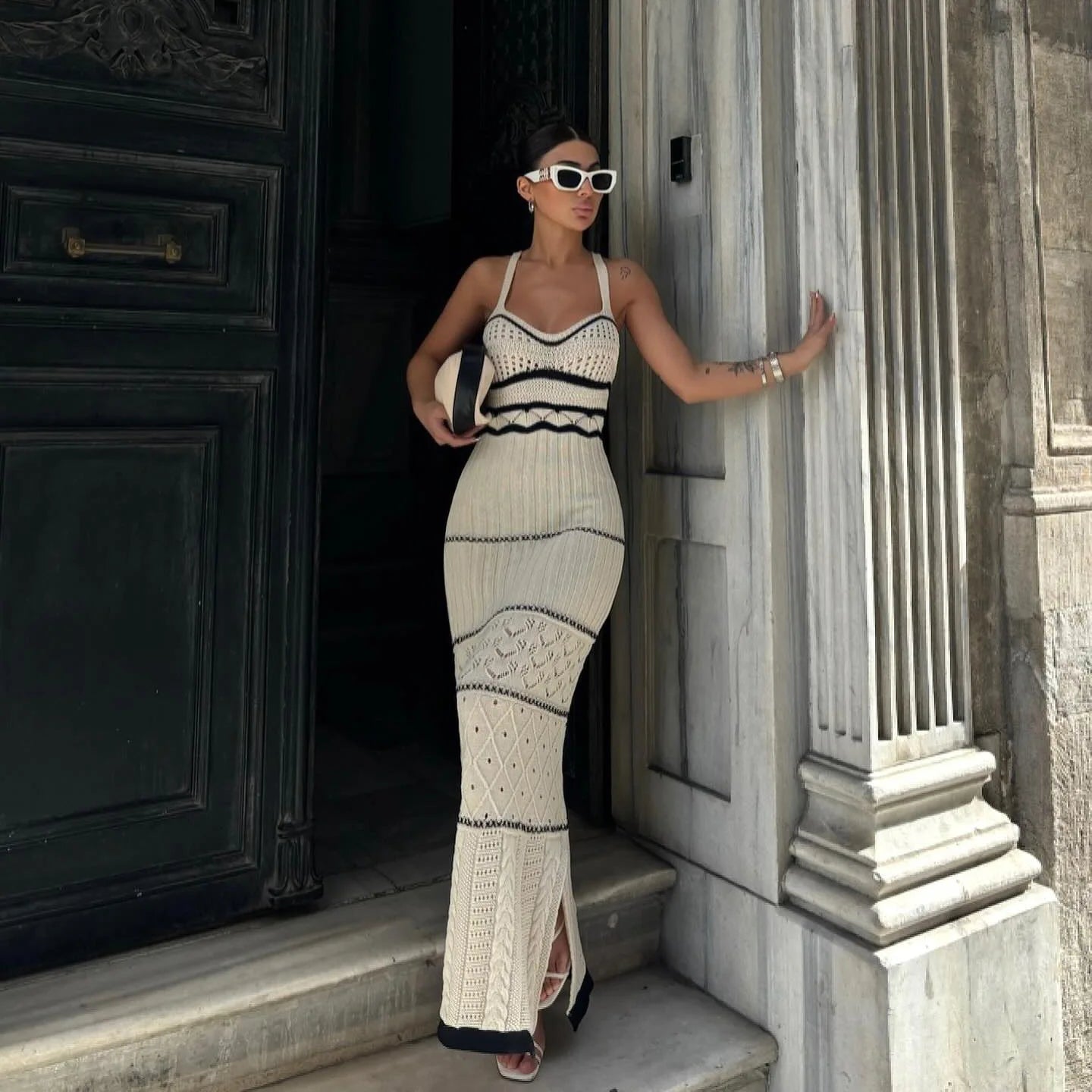 Waves of Elegance Knit Maxi Dress