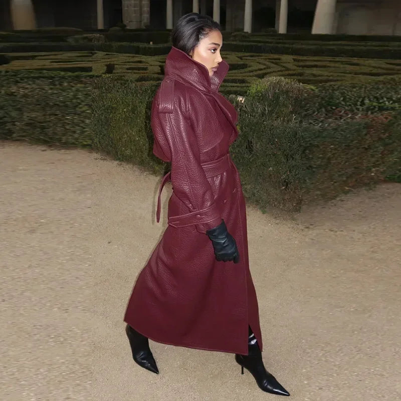 Fashion Week Long Leather Coat