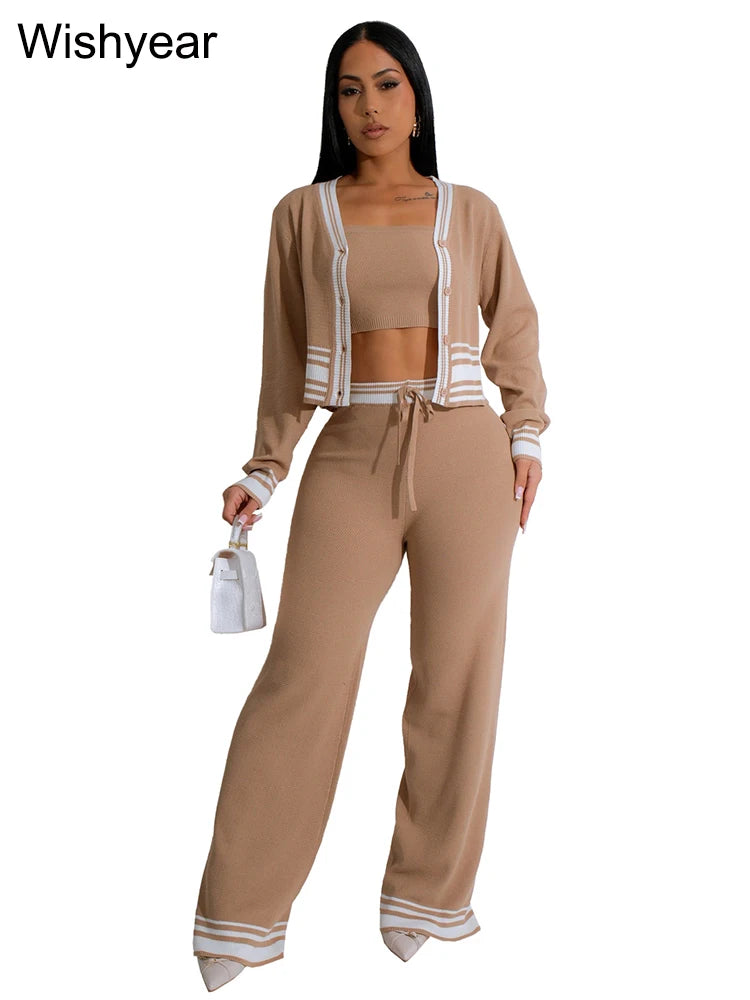 Knitted Tracksuit Women 3 Piece Set