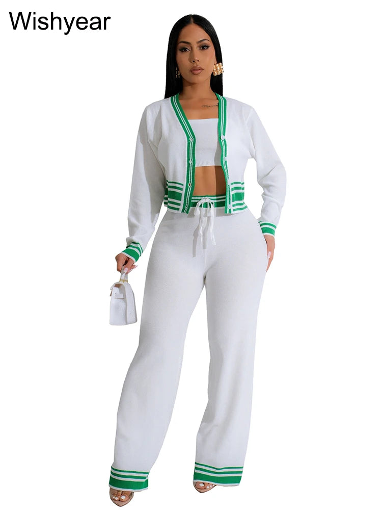 Knitted Tracksuit Women 3 Piece Set