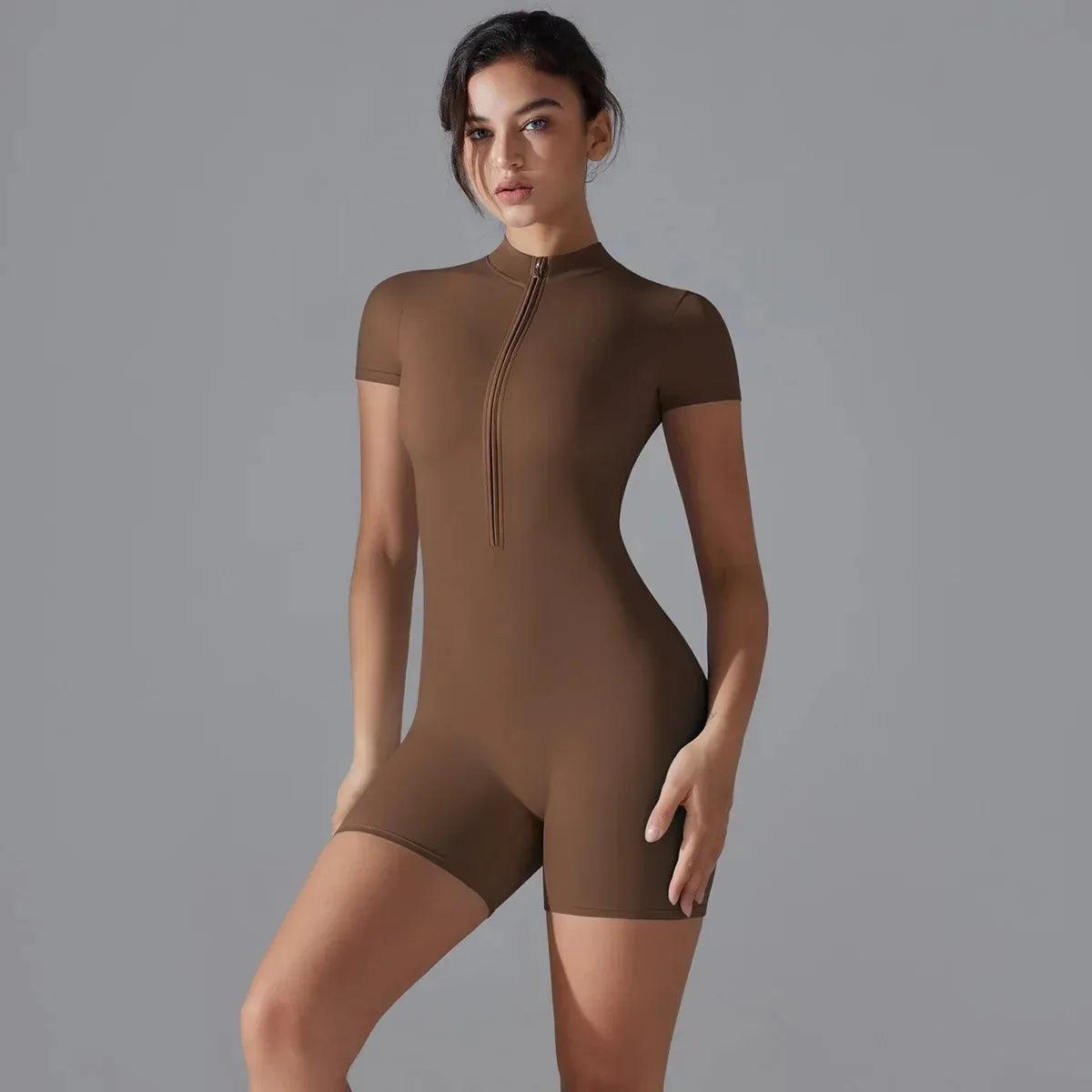 Short Sleeve Classic One-Piece Performance Workout Romper