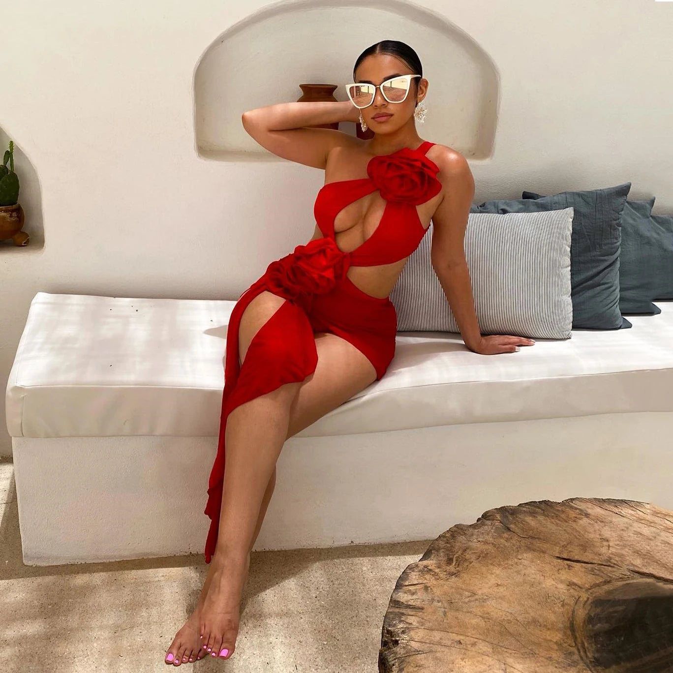 Scarlet Rose Cut-Out Swimsuit
