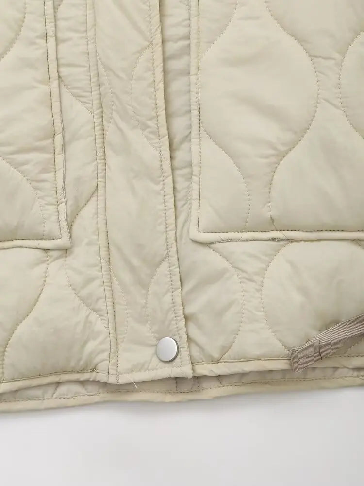 Padded Coat New In Outerwears Bow Beige Cropped Snow Parkas Elegant Luxury Women's Coat Warm Woman Winter Coats