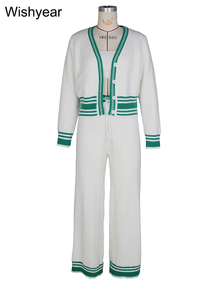 Knitted Tracksuit Women 3 Piece Set