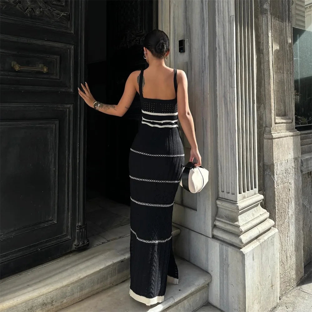 Waves of Elegance Knit Maxi Dress