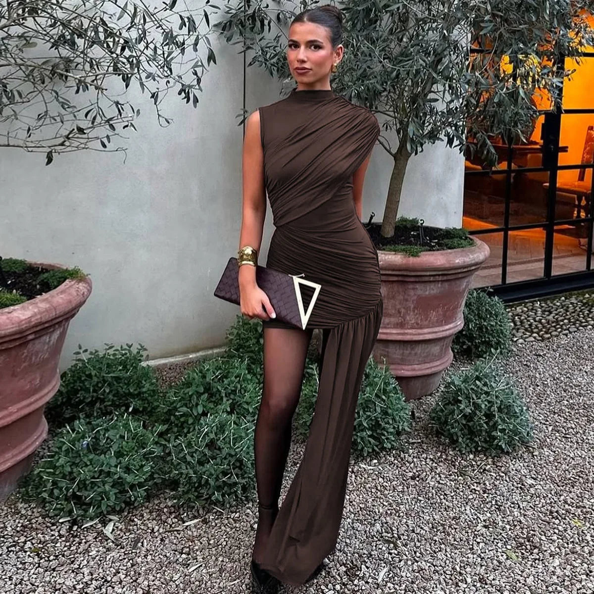 Elysian Ruched Asymmetrical Dress
