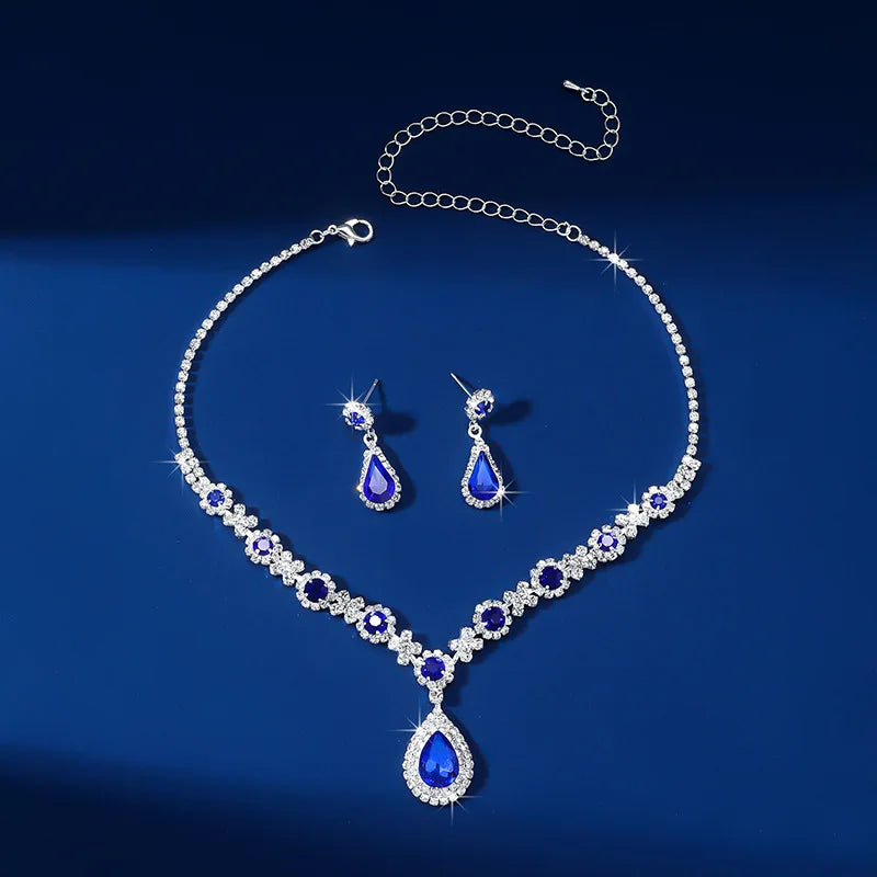 Elegant Crystal Gemstone Necklace & Earring Set