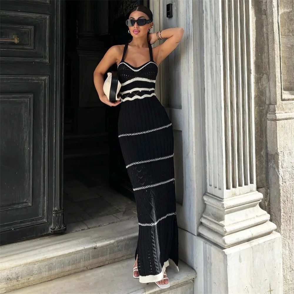 Waves of Elegance Knit Maxi Dress
