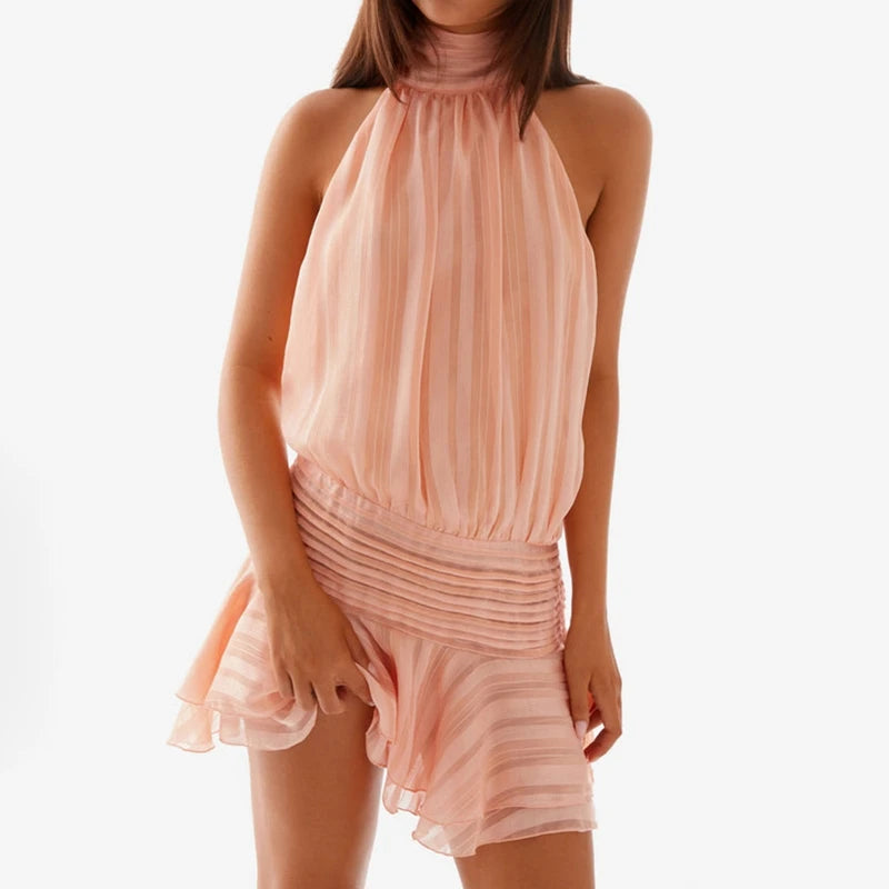 Halter Ruffles Mini Dress