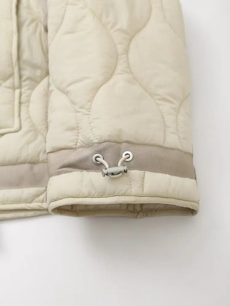Padded Coat New In Outerwears Bow Beige Cropped Snow Parkas Elegant Luxury Women's Coat Warm Woman Winter Coats