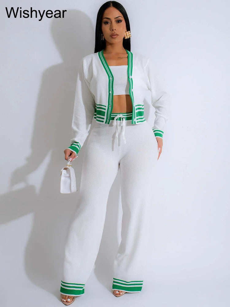 Knitted Tracksuit Women 3 Piece Set
