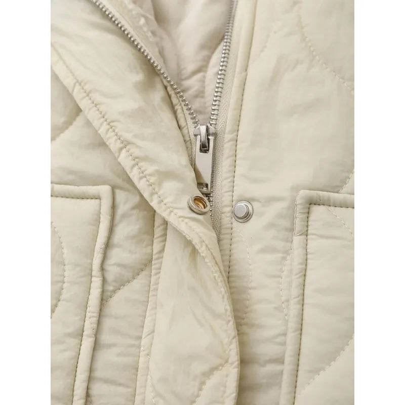 Padded Coat New In Outerwears Bow Beige Cropped Snow Parkas Elegant Luxury Women's Coat Warm Woman Winter Coats