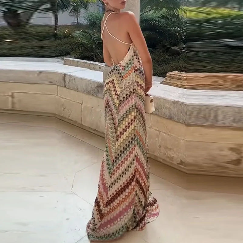 Sunset Mosaic Maxi Boho-Inspired Dress