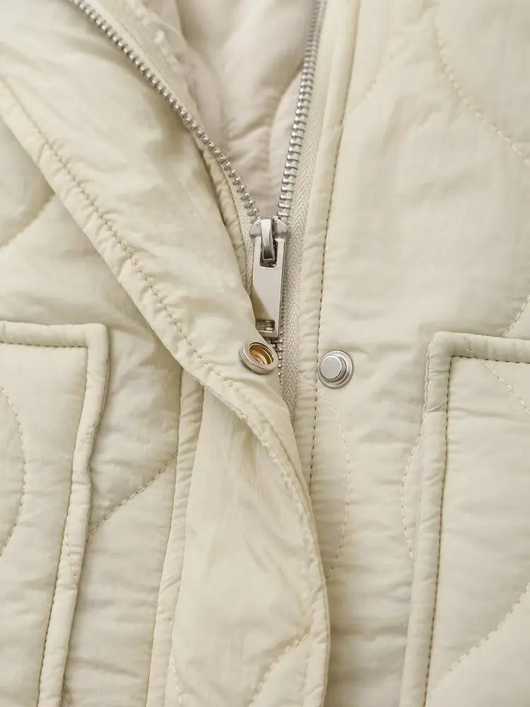 Padded Coat New In Outerwears Bow Beige Cropped Snow Parkas Elegant Luxury Women's Coat Warm Woman Winter Coats