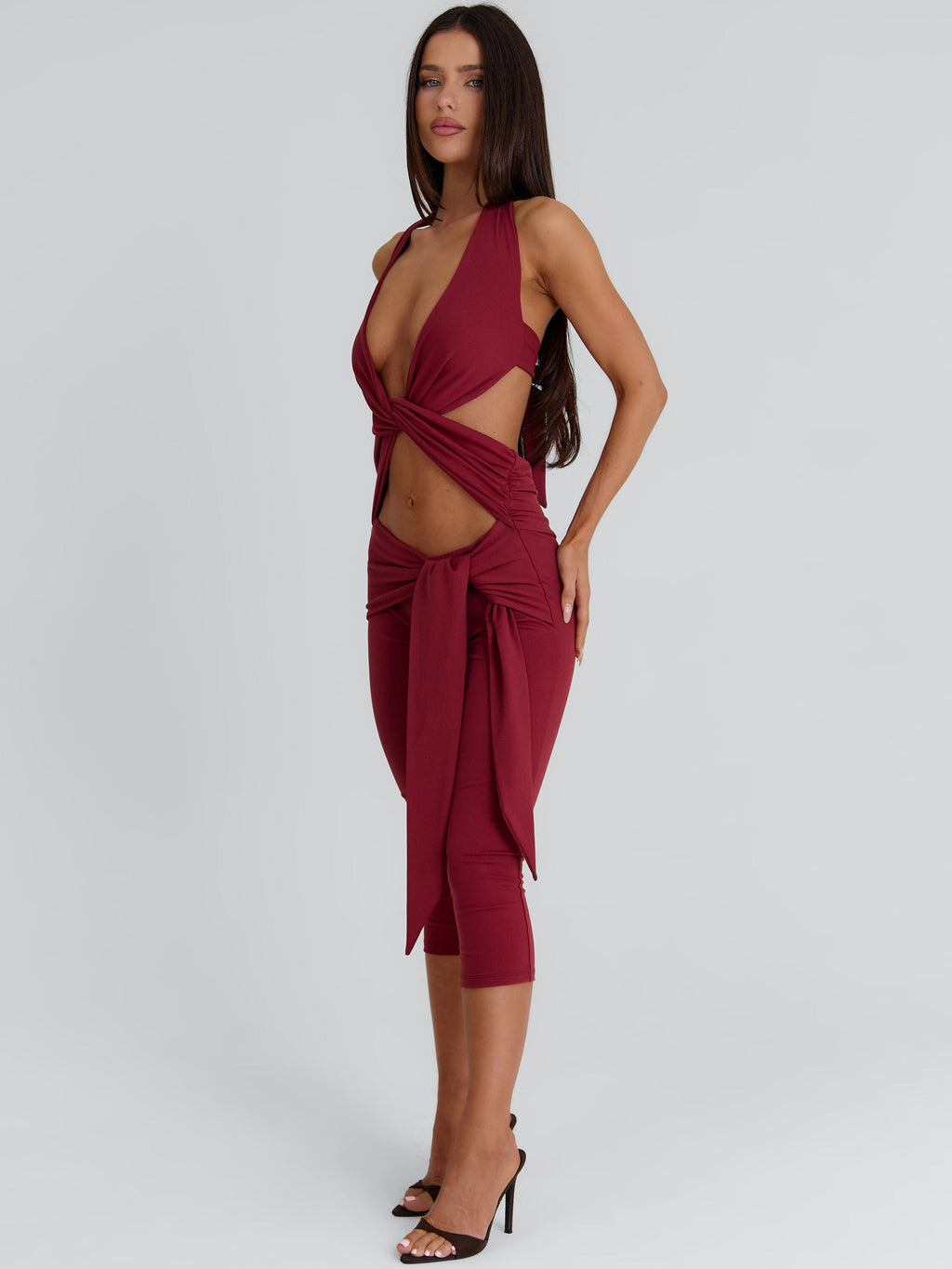 Eugenia Capri Jumpsuit Burgundy