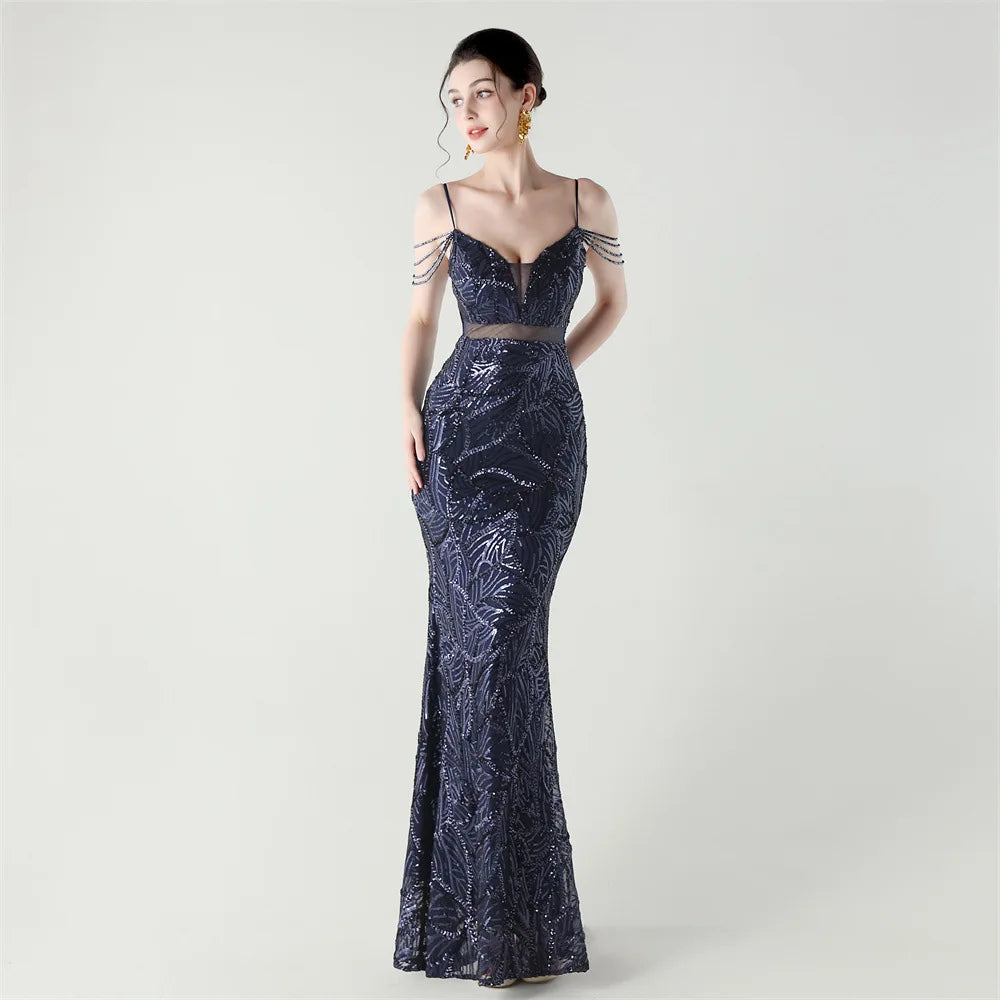 Celestial Leaf Embellished Formal Gown