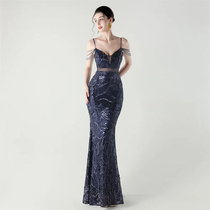 Celestial Leaf Embellished Formal Gown