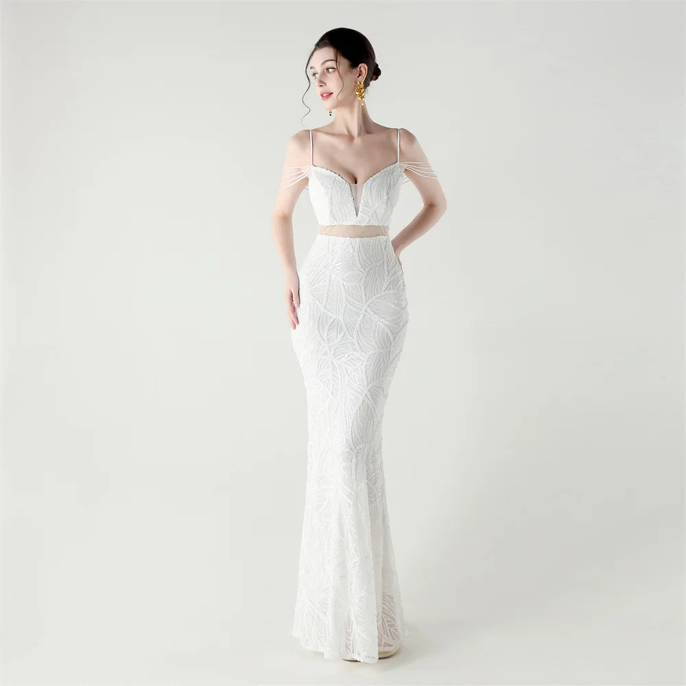 Celestial Leaf Embellished Formal Gown