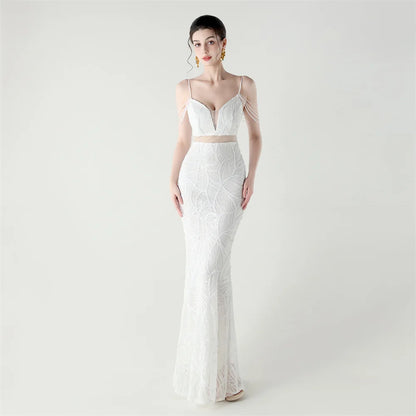 Celestial Leaf Embellished Formal Gown