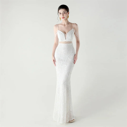 Celestial Leaf Embellished Formal Gown