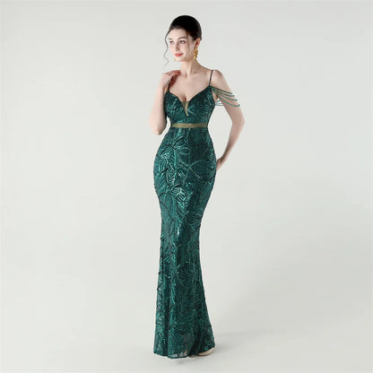 Celestial Leaf Embellished Formal Gown