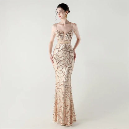 Celestial Leaf Embellished Formal Gown