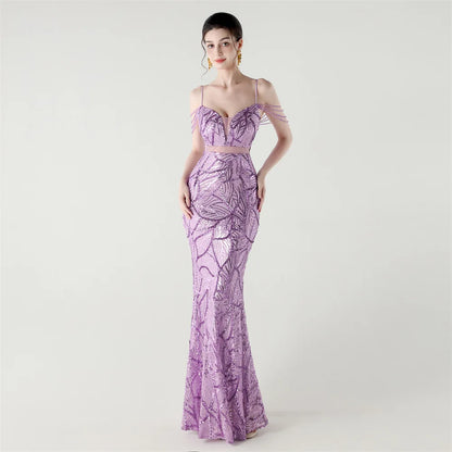 Celestial Leaf Embellished Formal Gown