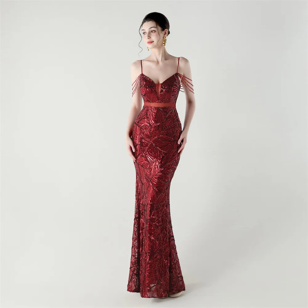 Celestial Leaf Embellished Formal Gown