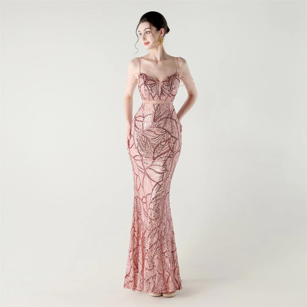 Celestial Leaf Embellished Formal Gown