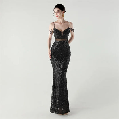 Celestial Leaf Embellished Formal Gown