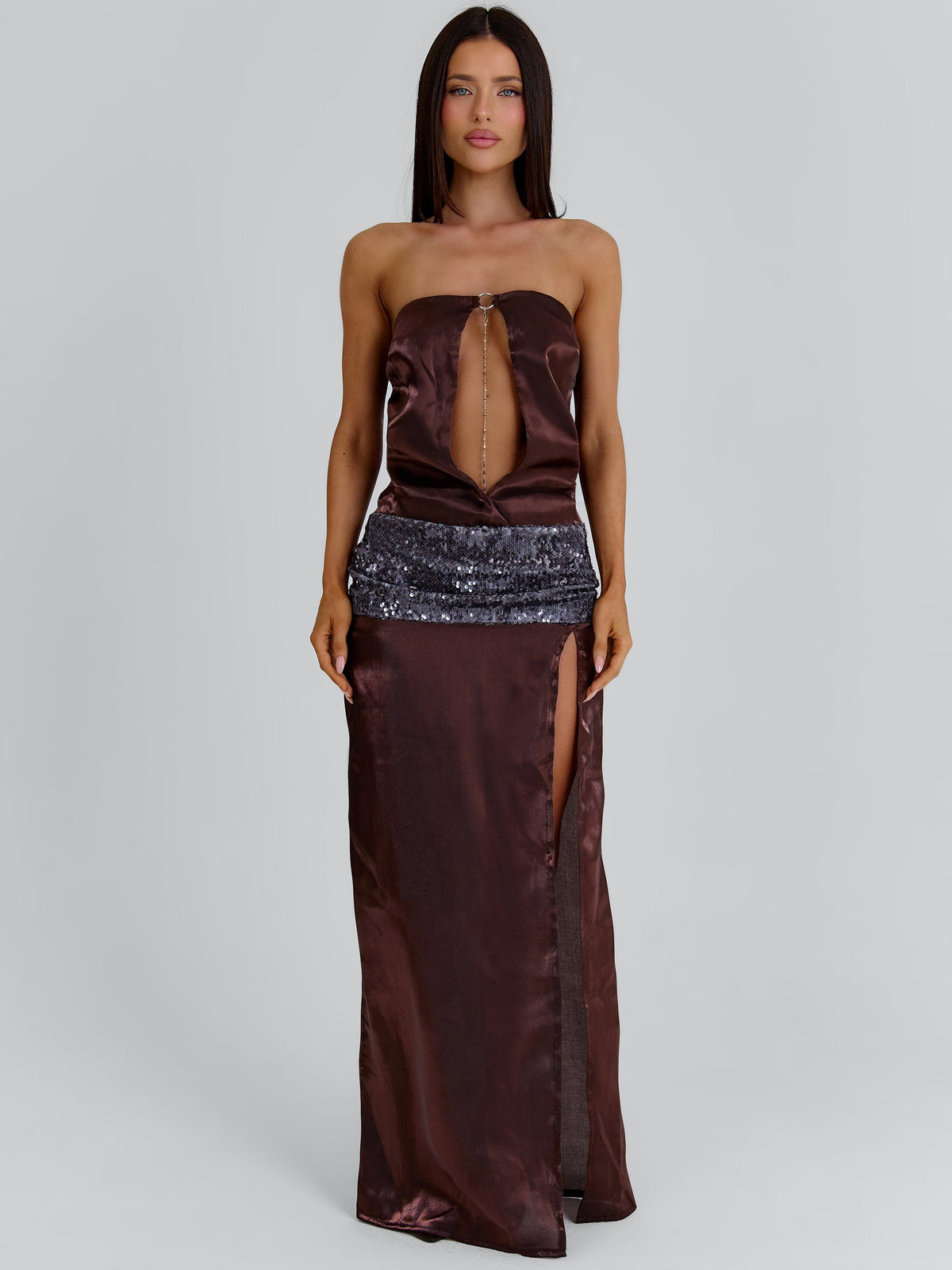 Lezeth Maxi Dress Brown