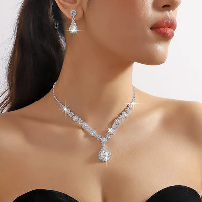Elegant Crystal Gemstone Necklace & Earring Set