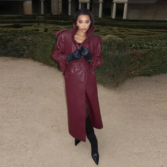 Fashion Week Long Leather Coat