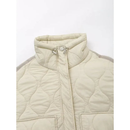 Padded Coat New In Outerwears Bow Beige Cropped Snow Parkas Elegant Luxury Women's Coat Warm Woman Winter Coats