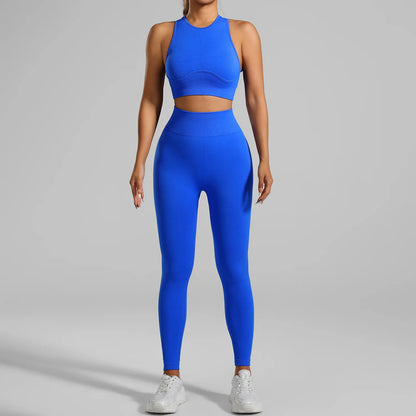 Ribbed Workout Clothes for Women Yoga Set Fitness Gym Outifts 2 Pieces Vest Sport Suit Tracksuit Sport Leggings Set Active Wear