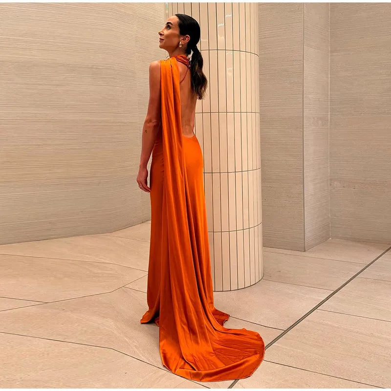 Elegant Halter Backless Sleeveless Gown