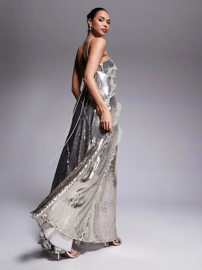 Metallic Sequin Gown