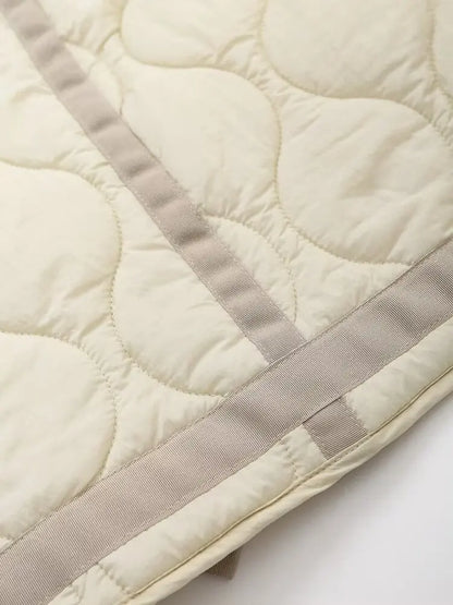 Padded Coat New In Outerwears Bow Beige Cropped Snow Parkas Elegant Luxury Women's Coat Warm Woman Winter Coats