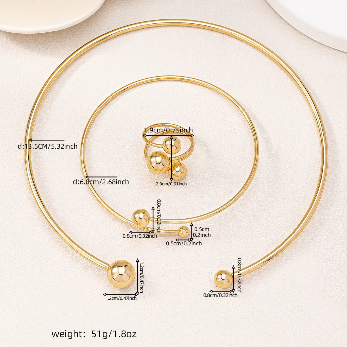 Golden Sphere Minimalist Jewelry Set