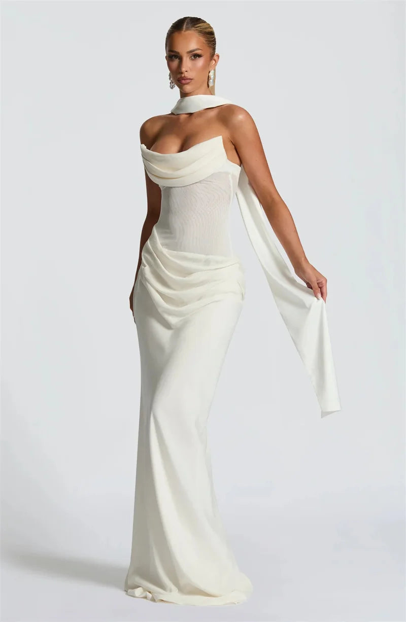 Celestial Off The Shoulder Draped Gown