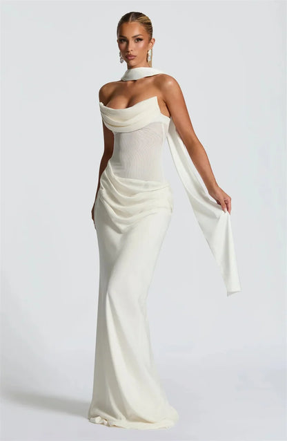 Celestial Off The Shoulder Draped Gown