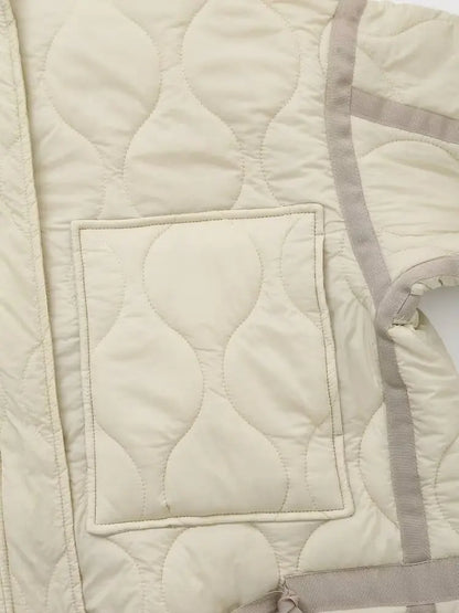 Padded Coat New In Outerwears Bow Beige Cropped Snow Parkas Elegant Luxury Women's Coat Warm Woman Winter Coats